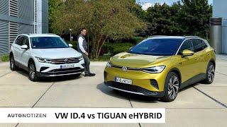 VW ID.4 Pro oder Tiguan eHybrid? Elektroauto und Plug-in Hybrid im Vergleich | Test | Review | 2021