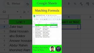 Google Sheets Matching Formula Tricks