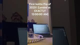 Better angle of 2025’s first bottle flip  #wow #cool #bottleflip #waterbottleflip