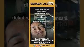 Emak-emak pemobil ini bisa-bisanya bawa mobil sambil mabok, sampai nyerempet pemotor