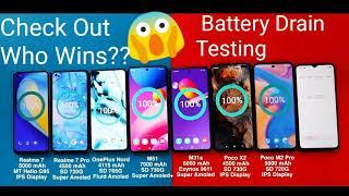 Battery Drain Test Samsung M51 Vs M31s Vs OnePlus Nord Vs Realme 7 Pro Vs Realme 7 Part 1