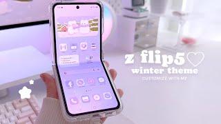 aesthetic winter theme on my zflip5 ‍️️ | cute android customization  | day & night wallpaper 