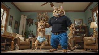 Kitten has Diaper Daddy Cat is in troubles | Poop in the diaper | Copyright Song & Free Music