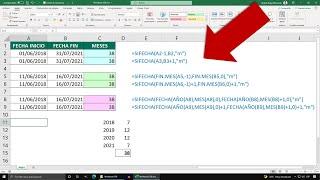 Calcular los MESES transcurridos con dos fechas cualquieras en Excel