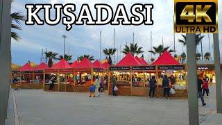 KUŞADASI TURKEY MARINA RESTAURANTS AND BAZAAR | 4k UHD  60fps | March 2022