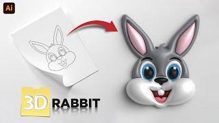 Turn Your Sketch Into 3D Rabbit Character Design in Illustrator Tutorial For Beginner's [हिंदी में]