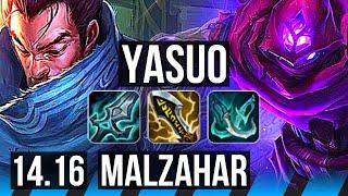 YASUO vs MALZAHAR (MID) | 8/2/5, 600+ games | BR Grandmaster | 14.16