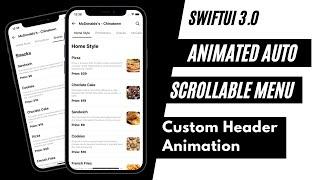 SwiftUI Animated Auto Scrollable Header Menu - Scroll Animation - Xcode 13 - SwiftUI Tutorials