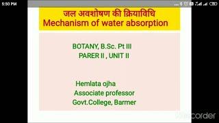 mechanism of water absorption