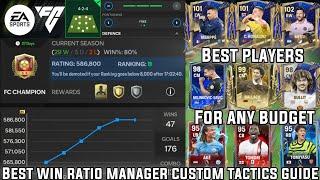 80% WIN RATE  BEST MANAGER MODE TACTIC & PLAYER GUIDE TO REACH FIFA CHAMPION EASY | FC MOBILE