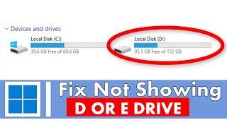 How To Fix D Drive or E Drive Not Showing My Computer