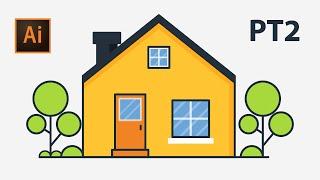 How to creat flat house design in Adobe illustrator Part 2