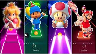 Super Mario Bros Team  MARIO vs PEACH vs POCOYO vs SONIC vs TOAD| Tiles Hop EDM Rush #mario #peach