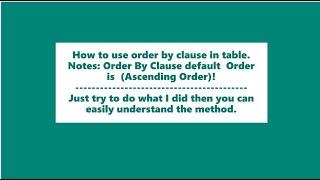 Just know How Order By Clause Works  in Oracle Sql - Cool Videos! #OrderbyClauseQuery