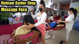 Vietnam Masssage Face & Wash Hair with Beautiful Girl in Street Barber Shop ASMR Ho Chi Minh city