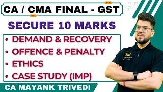 GST - Demand & Recovery ! Offence & Penalty ! Ethics ! Case Study (imp)Amendment Theory Chapters IDT