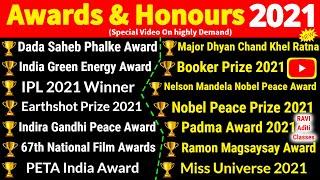 Awards and Honours 2021 in english | Imporant Awards 2021 | Current Affairs 2021 Awards | Gk Tricks