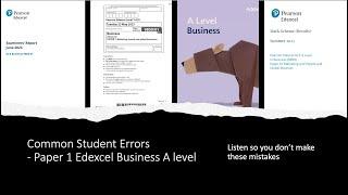 Avoid These Common Mistakes in Edexcel Business A Level Paper 1 | Exam Tips from Examiner Reports