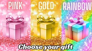 Choose your gift||3 gift box challenge||2 good & one bad||Pink, Gold & Rainbow #choosebox #games