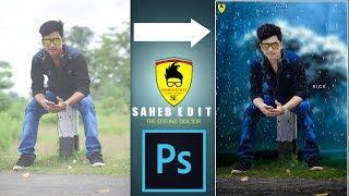 how to winter rain manipulation photo editing in photoshop cc  | | (BY SAHEB EDITZ)