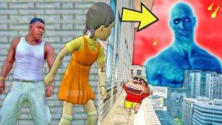 Franklin and Shinchan & Pinchan play HIDE AND KILL with Squid Game Doll In GTA 5