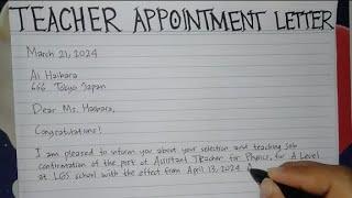 How To Write A Teacher Appointment Letter Step by Step | Writing Practices