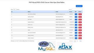 PHP Mysql PDO CRUD Server Side Ajax DataTables