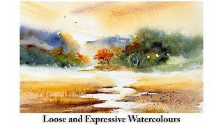 A Watercolour Landscape Painting Created in a Loose and Expressive Style