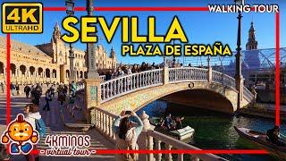 SEVILLE | Plaza de España | 4K UHD | Walking Virtual Tour Spain 2024