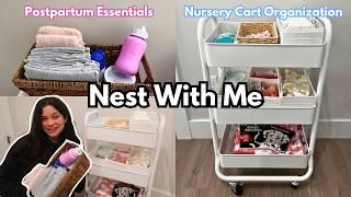 BEDSIDE NURSERY CART + POSTPARTUM BASKET ESSENTIALS | what you REALLY need, nest with me