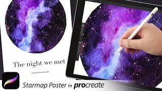 Make a Starmap Poster in Procreate // Watercolor Night Sky Poster Tutorial