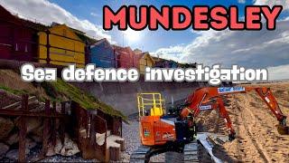 Mundesley sea defence work , land slides , changes walk tour north Norfolk coastal erosion damage