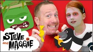 Steve and Maggie Halloween Go Away, Monster! | Haunted House and Piñata for Kids | Wow English TV