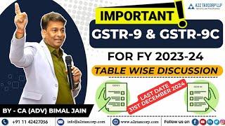 [IMPORTANT VIDEO] Table wise Discussion on GSTR-9 & 9C for FY 2023-24 || CA (Adv) Bimal Jain