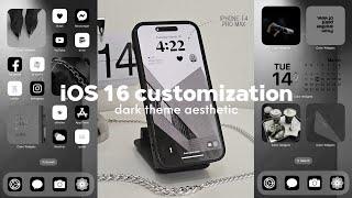 iOS16 Aesthetic Customization! Dark Theme | widgets, change icons tutorial