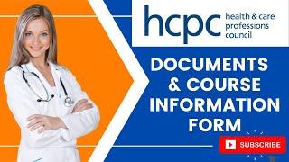 HCPC Course Information Form and Documents | HCPC Registration Process for International Applicants