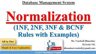 DBMS 17: Normalization in DBMS | 1NF 2NF 3NF 4NF BCNF | DBMS / SQL Tutorial for Beginners