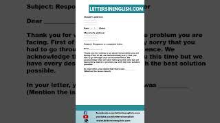 Response Letter for Complaint Regarding Poor Service