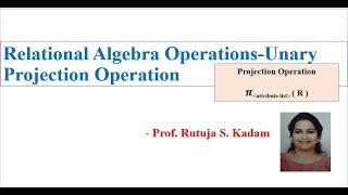 Projection Operation | Relational Algebra | DBMS | Unary Operation