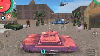 Rope Hero: Vice Town (Pink Tank Fight Army Base) Superhero Drive Pink Tank - Android Gameplay HD