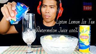 ASMR Drinking Lipton Lemon Ice Tea Ice Cereals ~Chabaa Watermelon Juice | EP.145 I BoonTube