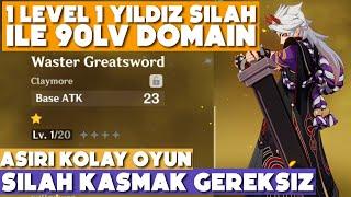 Oyunu 1 Level 1 Yıldız Silah ile Bitirmek | Hasara Şaşıracaksınız | Genshin Impact Türkçe