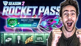 BUYING 100+ TIERS OF THE NEW ROCKET PASS IN Rocket League! (Season 2)
