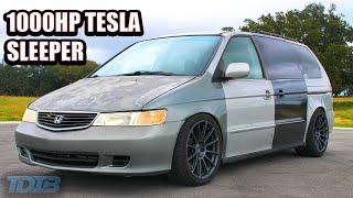 Plaidessey Review! 1000HP Tesla Swapped SLEEPER Minivan!