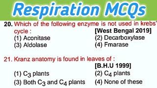 Plant Physiology mcq - Respiration in Plants mcq- Plant Physiology - Part (1)