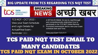 BIG UPDATE FROM TCS | TCS PAID NQT EXAM CONDUCTED ON 9TH OCT 2022 | TCS PAID NQT EXAM