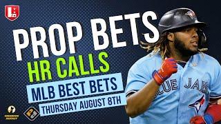 BEST MLB PLAYER PROPS Today Thursday August 8th | MLB Best Bets on Underdog Fantasy & PrizePicks