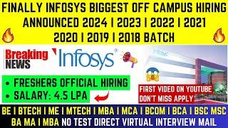 FINALLY, INFOSYS OFFICIAL OFF CAMPUS URGENT HIRING STARTED FOR 2024 | 2023 | 2022 | 2021-2018 BATCH