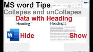 How to Collapse and Uncollapse Data with Headings in MS Word