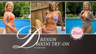 Dressin Bikini Try-On Haul with Leopard Print & Sheer Cover-Ups #over50